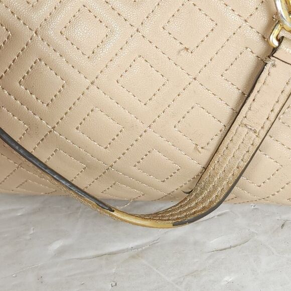 TORY BURCH Light Oak Fleming Diamond Quilted Small Gold Chain Tote Purse Bag - Picture 11 of 16
